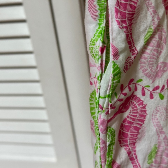 Lexi York Cotton Tunic Swim Cover Up White Pink Green Seahorse Print Large - Picture 7 of 8